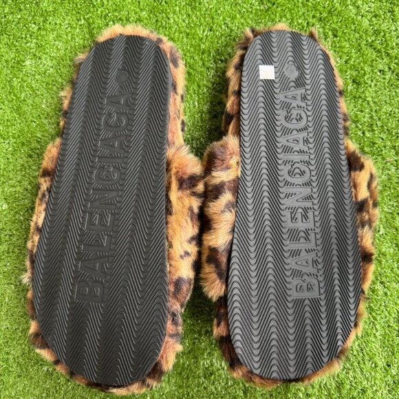 Balenciaga Furry Slide Leopard Brown Black - Picture 4 of 4